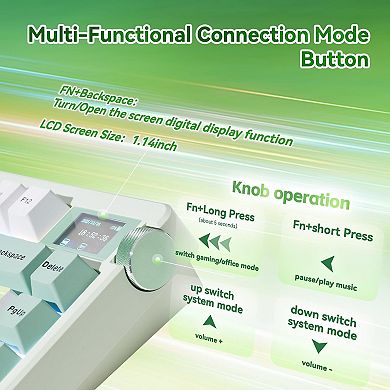 AULA Nova75 Wireless Mechanical Keyboard: 75% Gasket Mount, TFT Screen, 8000mAh