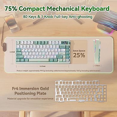 AULA Nova75 Wireless Mechanical Keyboard: 75% Gasket Mount, TFT Screen, 8000mAh
