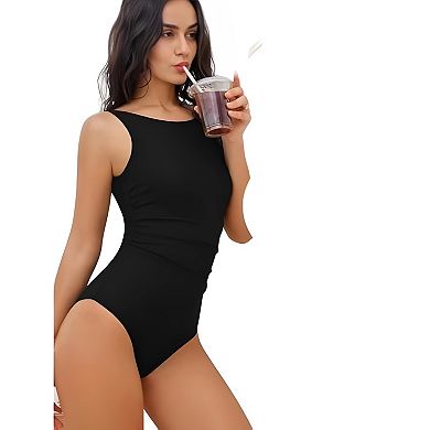 Ruched Backless One Piece Swimsuit