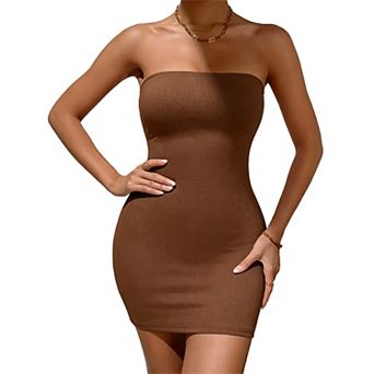 Women's Strapless Bodycon Mini Dress - Form-Fitting Tube Top Dress for Club & Casual Wear