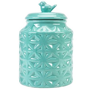 Turquoise Ceramic Cookie Jar with Lid