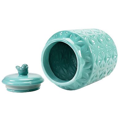 Turquoise Ceramic Cookie Jar with Lid