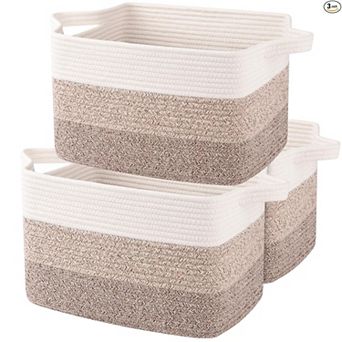 Pack of 3 Woven Cotton Storage Baskets