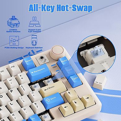 AULA LEOBOG A75 Alice Wireless Keyboard: Ergonomic 75% Layout, Joystick & Knob, Hot-Swap