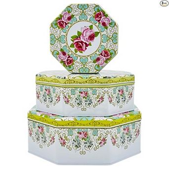 Octagon Cookie Tin Set 3 Pack