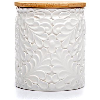 Small Ceramic Canister with Bamboo Lid