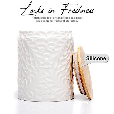 Small Ceramic Canister with Bamboo Lid