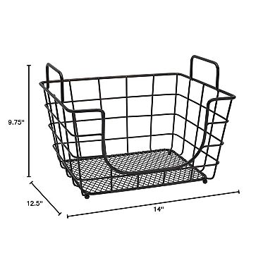 Metal Nesting Basket with Acacia Lid