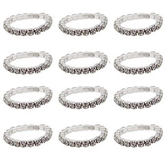 12 pc Elastic Crystal Toe Ring Set