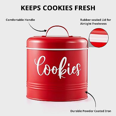 Red Airtight Cookie Storage Jar