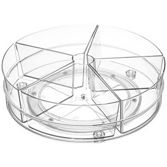Lazy Susan Plastic Turntable Organizer with 5 Removable Bins 2 Pack