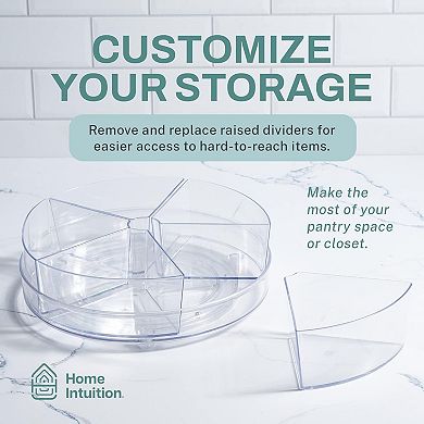 Lazy Susan Plastic Turntable Organizer with 5 Removable Bins 2 Pack