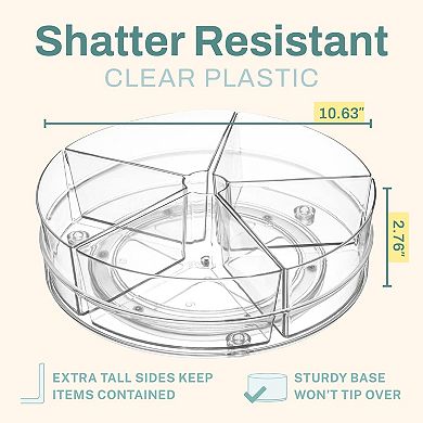 Lazy Susan Plastic Turntable Organizer with 5 Removable Bins 2 Pack