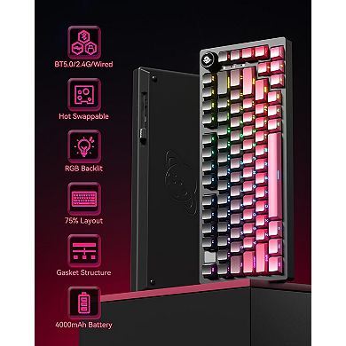 AULA LEOBOG Hi75C Pro: Aluminum 75% Mechanical Keyboard, Gasket Mount, Tri-Mode