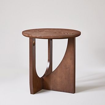 Rustic Solid Wood Side Table, Farmhouse Wooden Accent Table for Bedroom and Living Room