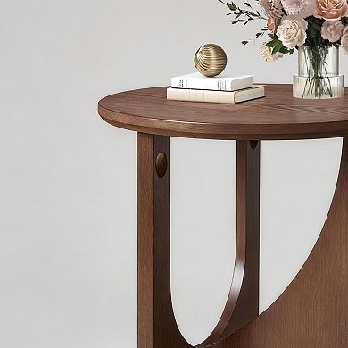 Rustic Solid Wood Side Table, Farmhouse Wooden Accent Table for Bedroom and Living Room