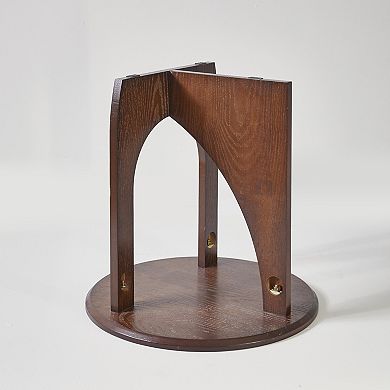 Rustic Solid Wood Side Table, Farmhouse Wooden Accent Table for Bedroom and Living Room