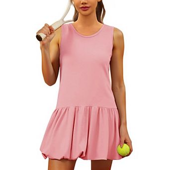Women's Athletic Dress With Shorts & Pockets Backless Tennis Golf Active Outfit