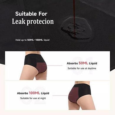 Carer 2-Pack Period Underwear Seamless Absorbency Leaks Protection Briefs Combine 50ml and 100ml