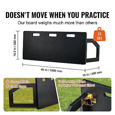 Soccer Rebounder Board 40 x 16 Inch Portable HDPE Foldable 2 Angle Training Equipment