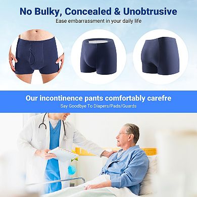 Carer 3-Pack Men's Incontinence Underwear Washable Reusable 280 Super Absorbency Leak Proof Briefs