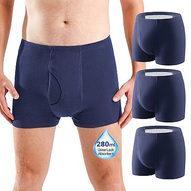 Carer 3-Pack Men's Incontinence Underwear Washable Reusable 280 Super Absorbency Leak Proof Briefs