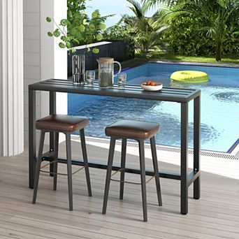 Large 48/55-Inch Outdoor Bar Table with Waterproof Top