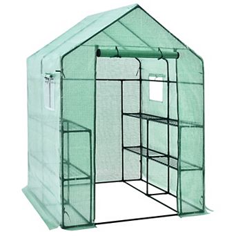 56 x 56 x 77-Inch Walk-In Greenhouse with Observation Windows