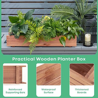 Wooden Raised Garden Bed Planter Box for Yard Window Patio