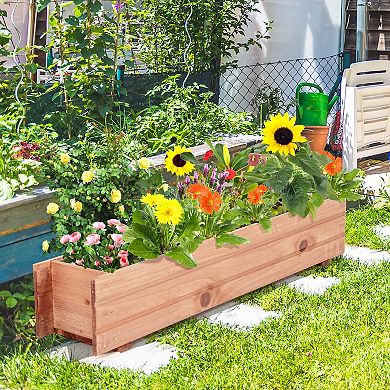 Wooden Raised Garden Bed Planter Box for Yard Window Patio