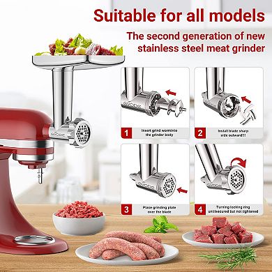 GVODE Meat Grinder Attachment for Stand Mixers, Stainless Steel