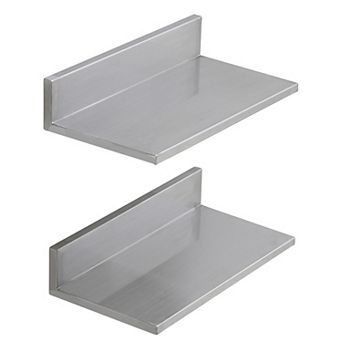 Stainless Steel Wall Mounted Shelf Set with Backsplash, 2 Pack Floating Shelves