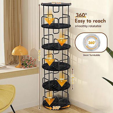 5-Tier 360° Narrow Rotating Bookshelf