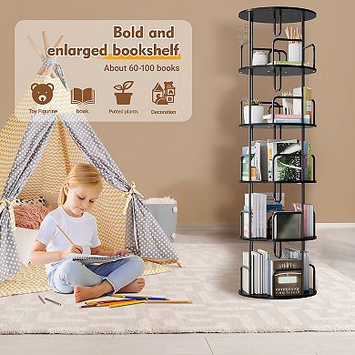5-Tier 360° Narrow Rotating Bookshelf