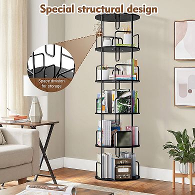 5-Tier 360° Narrow Rotating Bookshelf