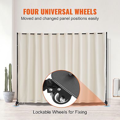 Portable Room Divider Privacy Screen With Wheels Freestanding Panel
