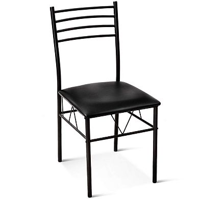 5-Piece Glass Top Dining Table Set with 4 Cushioned Chairs - Black