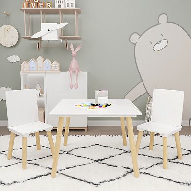 3-Piece Solid Wood Kids Table and Chair Set