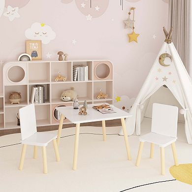 3-Piece Solid Wood Kids Table and Chair Set