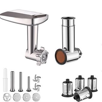 GVODE Meat Grinder & Stainless Steel Slicer Shredder Attachment for Stand Mixers, 2-in-1 Set