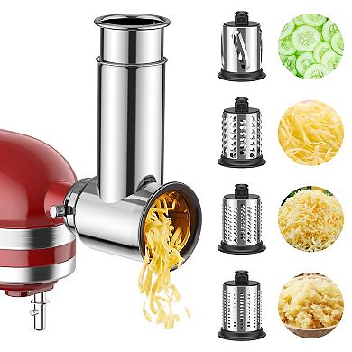 GVODE Meat Grinder & Stainless Steel Slicer Shredder Attachment for Stand Mixers, 2-in-1 Set