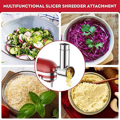 GVODE Meat Grinder & Stainless Steel Slicer Shredder Attachment for Stand Mixers, 2-in-1 Set