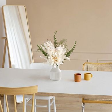 Small Artificial Flowers in Ceramic Vase, Silk Flower Centerpiece for Home Decor