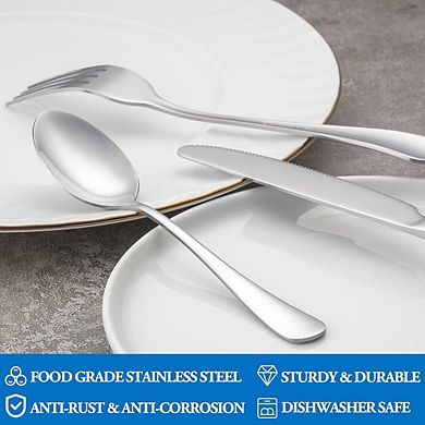 Stainless Steel Fork & Spoon Set, 16-Piece Mirror Polished, Dishwasher Safe