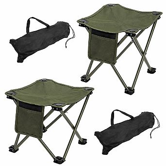 2 Pack Camping Stool Compact Lightweight Folding Chair w/ Pocket Carry Bag for Hiking Fishing Picnic