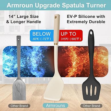 Solid Silicone Spatula Turner, Heat-Resistant, Nonstick Cooking