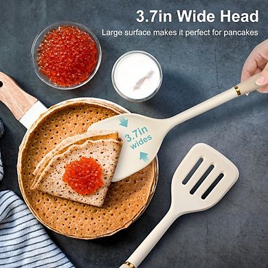 Solid Silicone Spatula Turner, Heat-Resistant, Nonstick Cooking