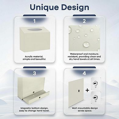 Wall Mounted Disposable Hand Towel Holder Waterproof Magnetic Switch for Bathroom Car Office