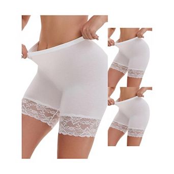 3 Packs Women's Wide Lace Trim Panties High Waist Slim Fit Elastic Under Dress