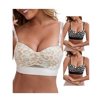 3 Packs Women's Strapless Non Slip Wirefree Bandeau Sweetheart Neck Push-Up Padded Tube Bras